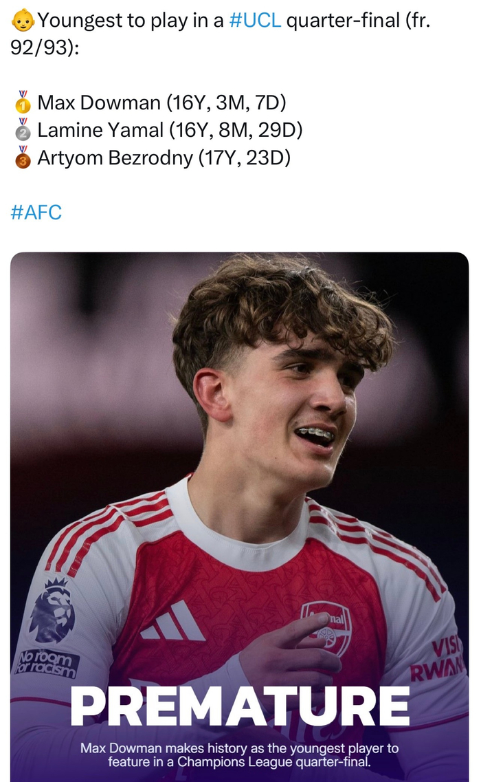 华体会官网-阿森纳道曼成欧冠改制后最年轻八强出场球员|拉米内·亚马尔|afc|队员_新浪体育_新浪新闻